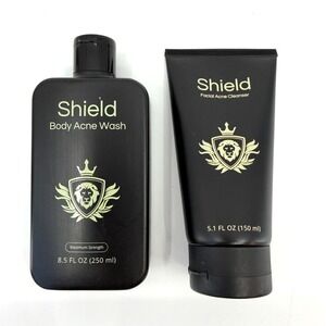 Shield Body Acne Wash 8.5oz + Facial Cleanser 5.1oz Set New